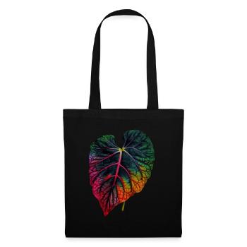 Feuille de caladium colorée fraîche - motif végétal - Sac en tissu - noir - Devant