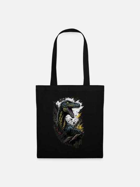 Velociraptor - Stoffbeutel - Schwarz