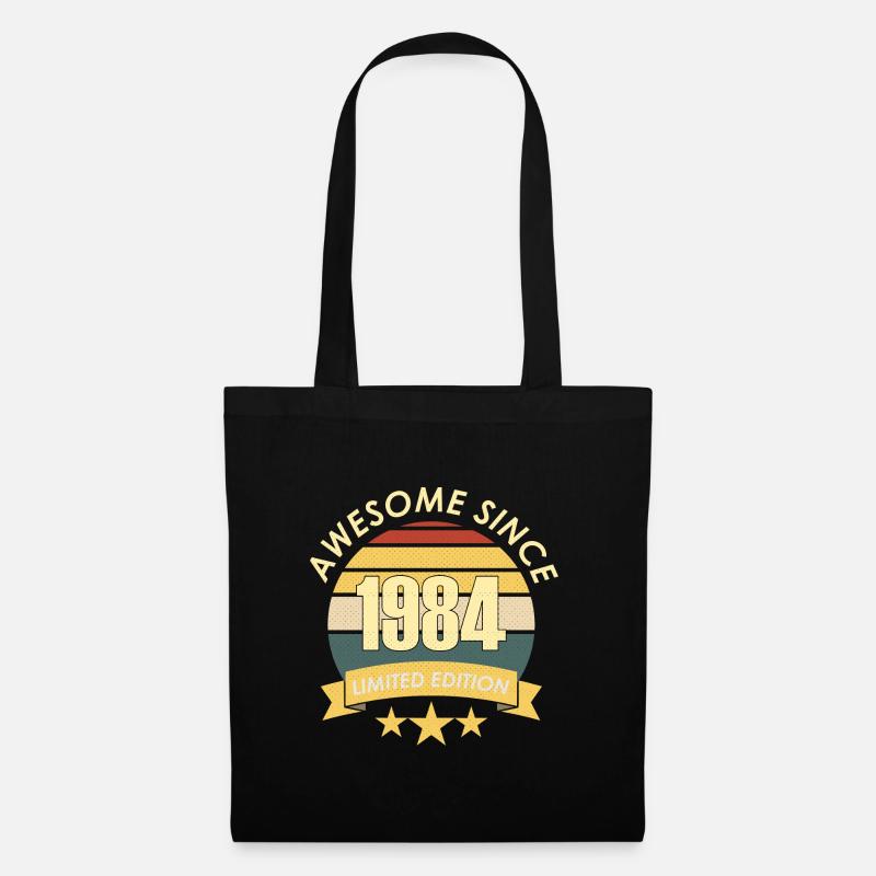 Vintage Awesome since 1984 Geburtstag Retro seashe - Stoffbeutel - Schwarz