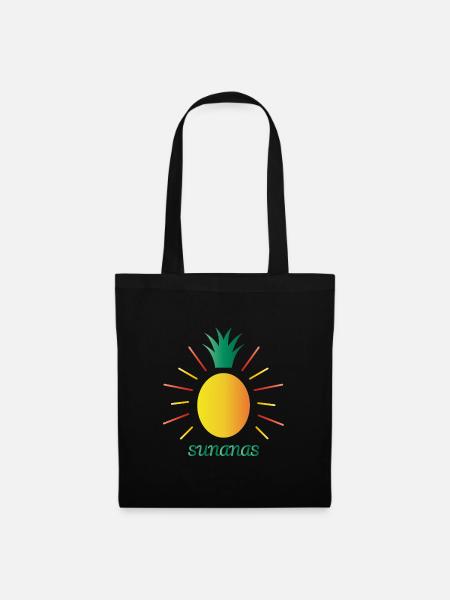 Sunny Ananas -Sunanas - Stoffbeutel - Schwarz