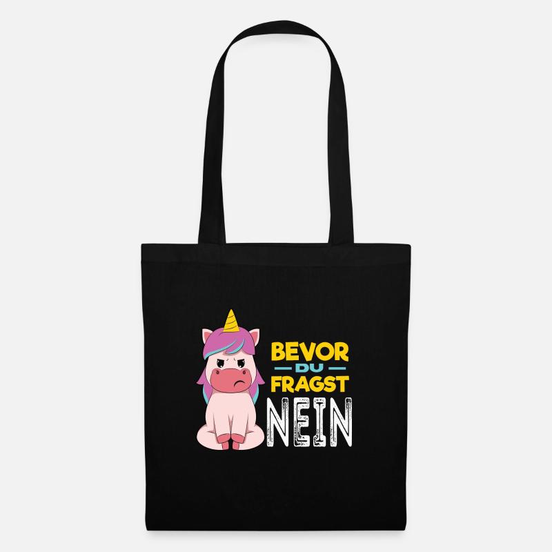 Bevor du fragst Nein Einhorn - Stoffbeutel - Schwarz