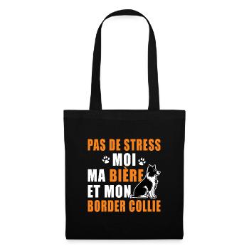 Border collie T shirt homme humour border collie - Sac en tissu - noir - Devant