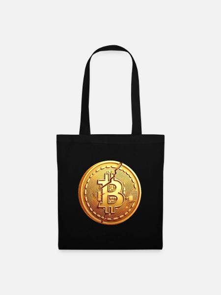 Geknacktes Bitcoin-Münzen-Design - Stoffbeutel - Schwarz