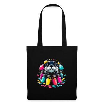 Funny otter with lots of bright colors - Tote Bag - black - Front