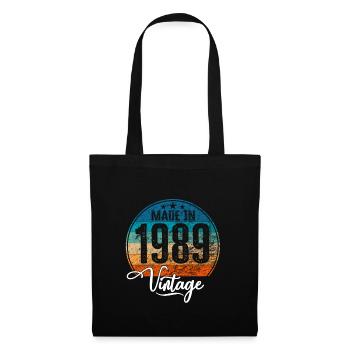 Vintage Made in 1989 Geburtsjahr 1989 Geburtstag - Stoffbeutel - Schwarz - Vorne