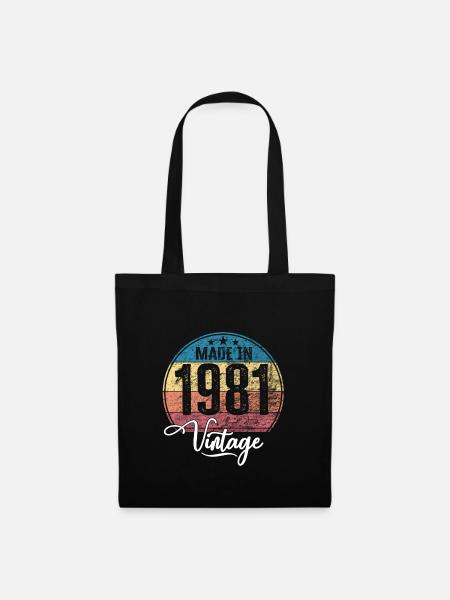 Vintage Made in 1981 Geburtsjahr 1981 Geburtstag - Stoffbeutel - Schwarz