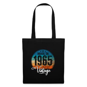 Vintage Made in 1965 Geburtsjahr 1965 Geburtstag - Stoffbeutel - Schwarz - Vorne