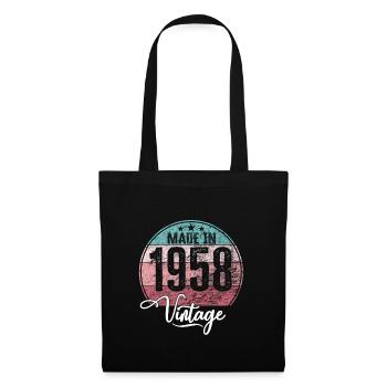 Vintage Made in 1958 Geburtsjahr 1958 Geburtstag - Stoffbeutel - Schwarz - Vorne