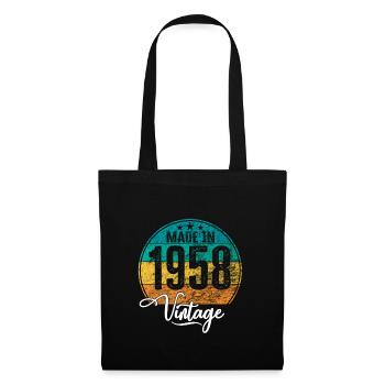Vintage Made in 1958 Geburtsjahr 1958 Geburtstag - Stoffbeutel - Schwarz - Vorne