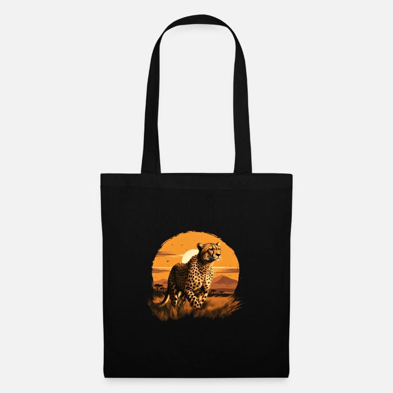 Running cheetah in sunset - Tote Bag - black