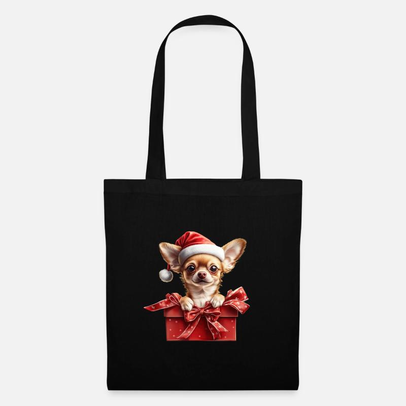 Chihuahua Santa Geschenk - Stoffbeutel - Schwarz
