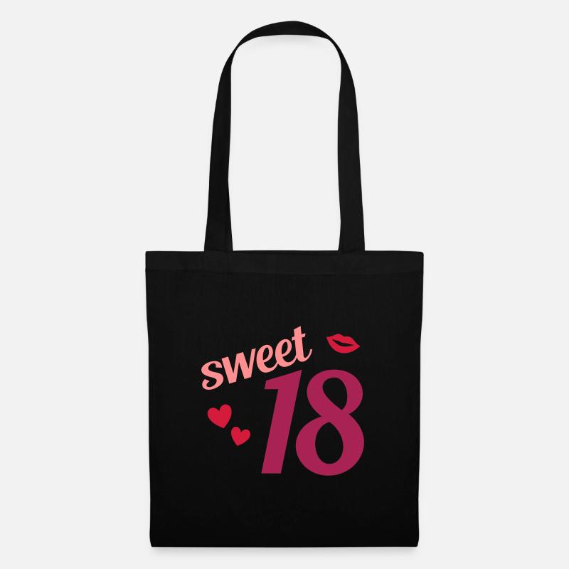 Sweet 18 (Herzen, Lippen) - Stoffbeutel - Schwarz