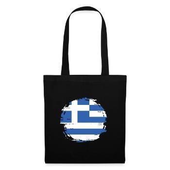 Griechenland Flagge Hellas Athen Griechische Fahne - Stoffbeutel - Schwarz - Vorne