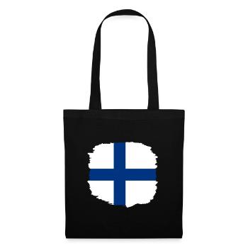 Drapeau de la Finlande Suomi Drapeau finlandais Look utilisé - Sac en tissu - noir - Devant