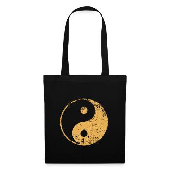 yoga yin yang beige - Stoffbeutel - Schwarz - Vorne