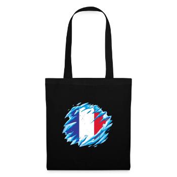 Frankreich Flagge Used Look Französische Fahne - Stoffbeutel - Schwarz - Vorne
