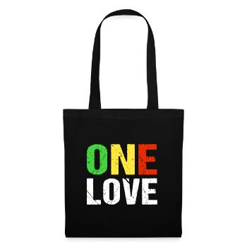 One Love Reggae Musik Jamaica - Stoffbeutel - Schwarz - Vorne