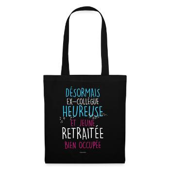 ex-collègue et retraitée heureuse cadeau Femme - Sac en tissu - noir - Devant