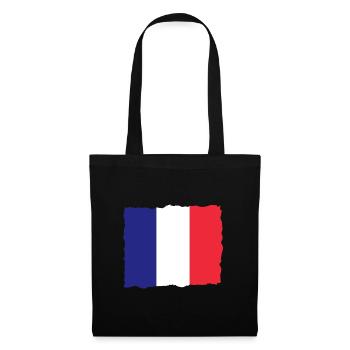 Frankreich Flagge Used Look Französische Fahne - Stoffbeutel - Schwarz - Vorne