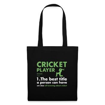 Sport Player Definition Cricket - Stoffbeutel - Schwarz - Vorne