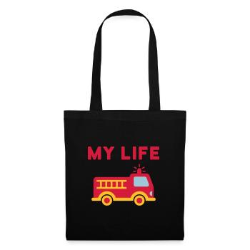 My life (Feuerwehrauto mit Leiter) - Stoffbeutel - Schwarz - Vorne