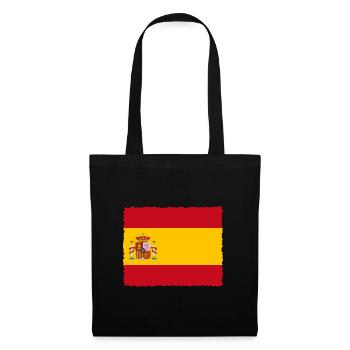 Spanien Flagge Vintage Spanische Fahne Used Look - Stoffbeutel - Schwarz - Vorne