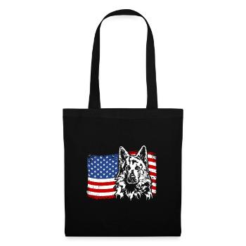 Weisser Schweizer Schäferhund Amerika Fahne Hunde - Stoffbeutel - Schwarz - Vorne