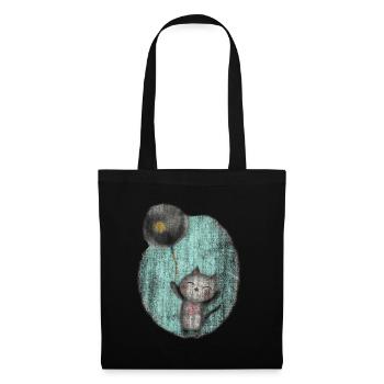 cute drawing cat balloon balloon - Tote Bag - black - Front