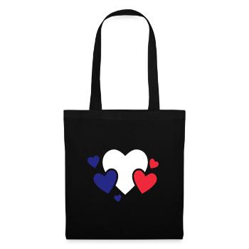 Frankreich Flagge Used Look Französische Fahne - Stoffbeutel - Schwarz - Vorne