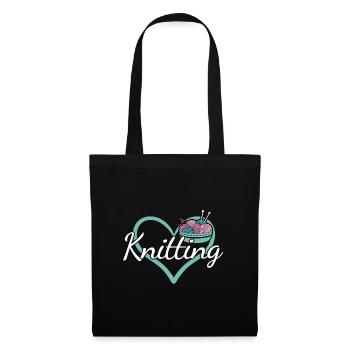 Tricoteur Coeur Tricot - Sac en tissu - noir - Devant