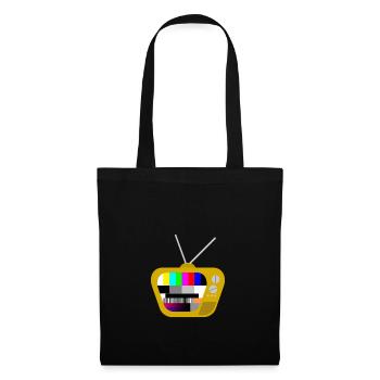 Alter Fernseher mit Testbild (Braun) - Stoffbeutel - Schwarz - Vorne