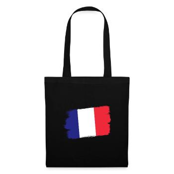 Frankreich Flagge Used Look Französische Fahne - Stoffbeutel - Schwarz - Vorne