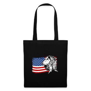 Saluki America Flag Dog Dogs Wilsigns - Tote Bag - black - Front