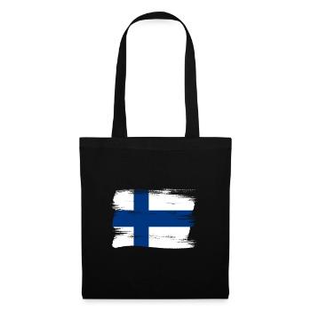 Finnland Flagge Suomi Finnische Fahne Used Look - Stoffbeutel - Schwarz - Vorne