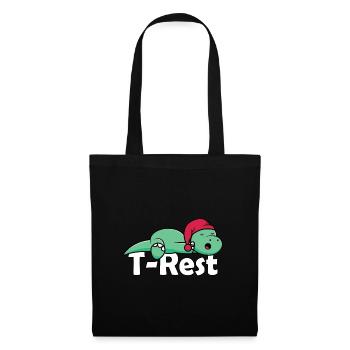 T-Rest - Schlafender T-Rex Wortspiel Dino - Stoffbeutel - Schwarz - Vorne