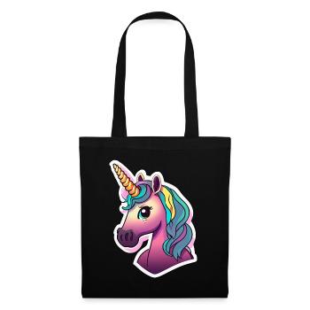 Licorne arc-en-ciel pour filles Kids Horse - Sac en tissu - noir - Devant