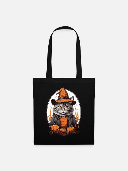 Halloween Katze - Stoffbeutel - Schwarz