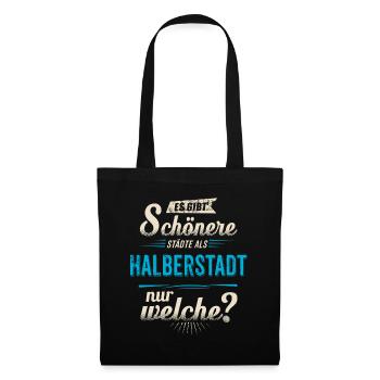 Heimat Stadt - Halberstadt - blau retro - - Stoffbeutel - Schwarz - Vorne