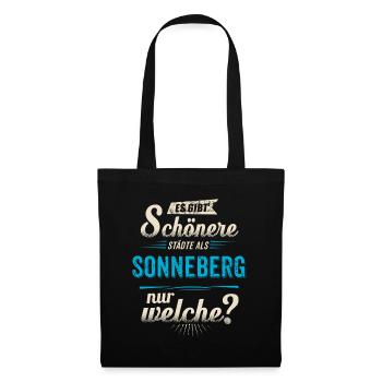 Heimat Stadt - Sonneberg - blau retro - RAHMENLOS - Stoffbeutel - Schwarz - Vorne
