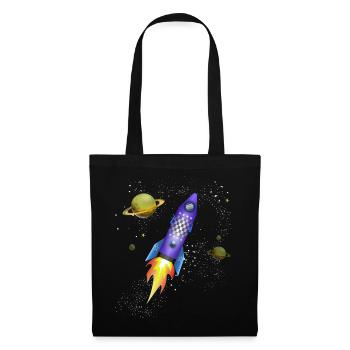 Fusée dans l'espace - Sac en tissu - noir - Devant