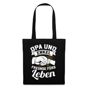 Opa und Enkel - Freunde fürs Leben - Stoffbeutel - Schwarz - Vorne