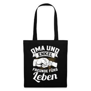 Oma und Enkel - Freunde fürs Leben - Stoffbeutel - Schwarz - Vorne