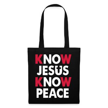 Connaître Jésus - Connaître la paix - Sac en tissu - noir - Devant