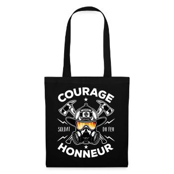Soldat du feu Courage Honneur Cadeau Pompier - Sac en tissu - noir - Devant