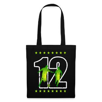 Football maillot numéro 12 - Sac en tissu - noir - Devant
