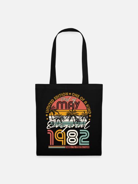 Mai 1982 Vintage Jahrgang Geburtstag Retro - Stoffbeutel - Schwarz