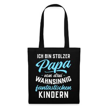 Ich bin stolzer Papa von 3 fantastischen Kindern - Stoffbeutel - Schwarz - Vorne