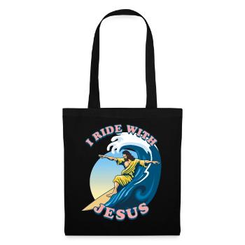I Ride With Jesus | Jesus Christ Surfeur - Sac en tissu - noir - Devant