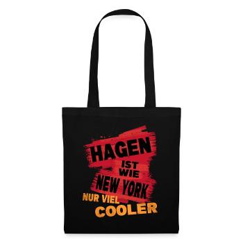 Hagen Deutschland Spruch Ist Wie New York - Stoffbeutel - Schwarz - Vorne