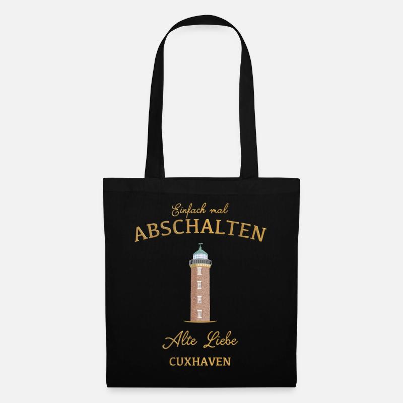 Cuxhaven Leuchtturm Alte Liebe, Mal Abschalten - Stoffbeutel - Schwarz
